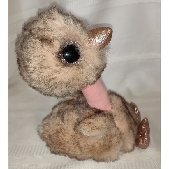 Ty Ostrich Plush Stuffed Animal Henna RETIRED Bird 12" Google Eyes Furry - Picture 8 of 13